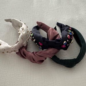 J. Crew Embellished Headband Set - Cream, Mauve, Navy, Forest